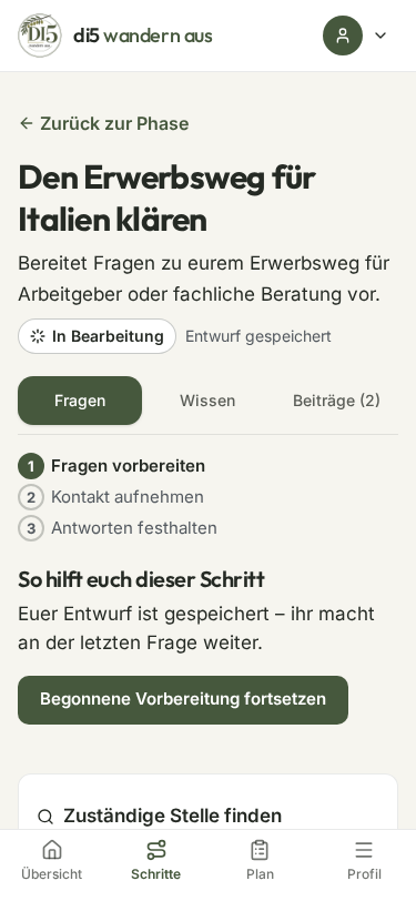 Guide-Schritt auf dem Handy